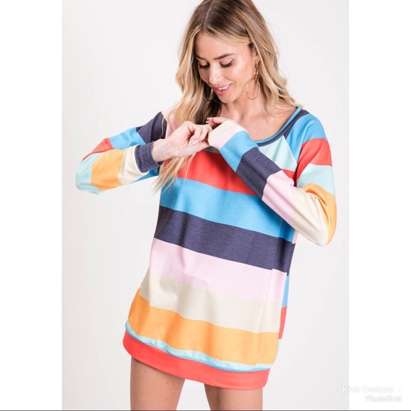 🛍LAST 1! French Terry Multi Stripe Top! - Picture 8 of 8